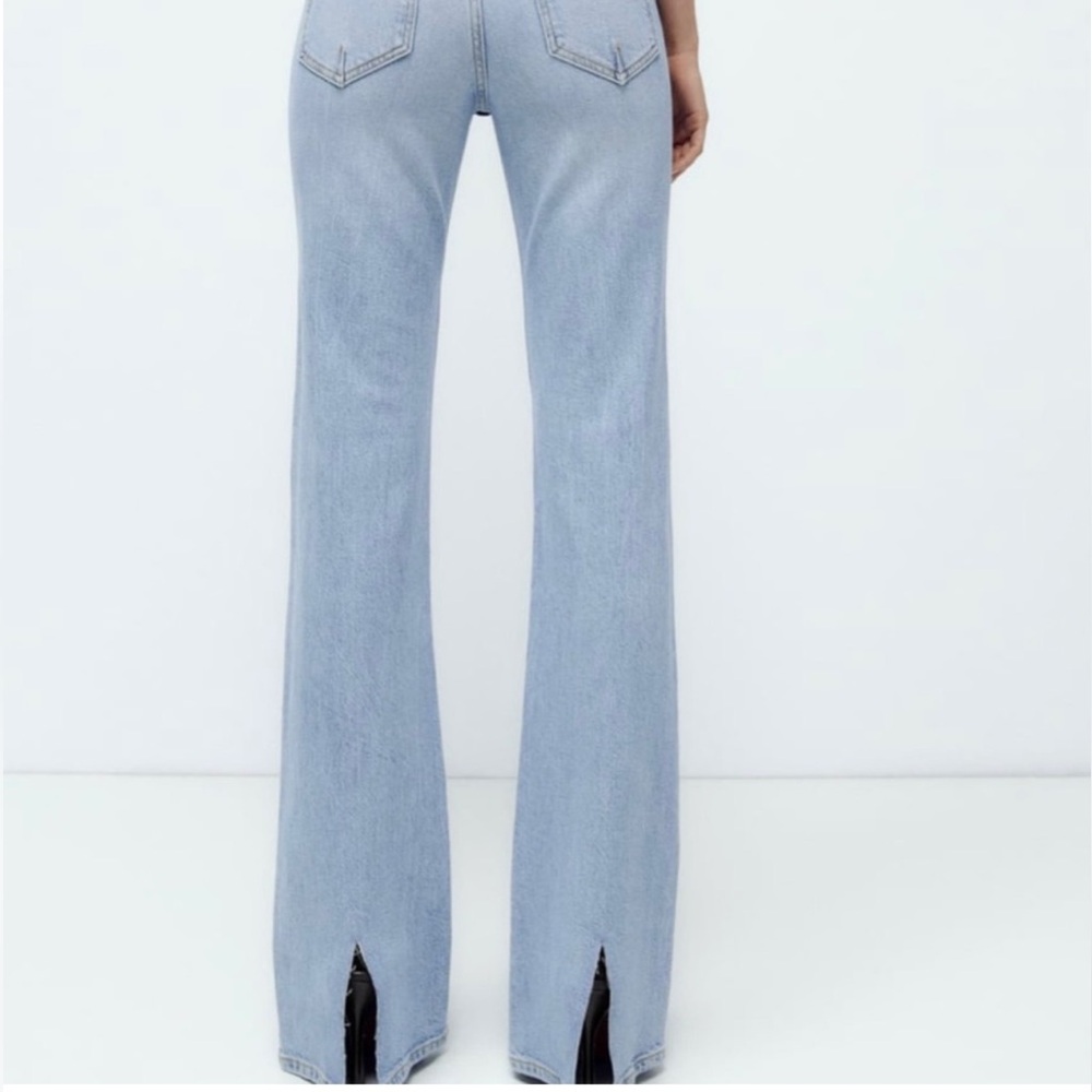 Zara flare split hem jeans size 2 high rise light wash